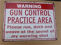 Gun Control Tin Sign 12" X 16" New