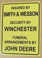 Aluminum Sign Smith Wesson / John Deere 8 X 12