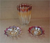 Ombré Glass Vase w/ Pr Candleholders