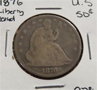 1876 SEATED LIBERTY 1/2 DOLLAR