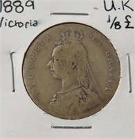1889 BRITISH HALF CROWN COIN - 925 SILVER