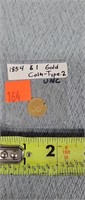 1854 $1 Gold Coin- Type 2 l- UNC
