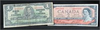 1937 CANADA ONE DOLLAR NOTE AND 1954 CANADA TWO