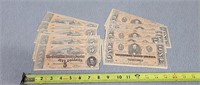 COPIES 9- $1 & 15- $5 Confederate Bills