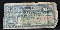 1885 BANCO NACIONAL DE COLOMBIA 10 CENTIAVOS NOTE