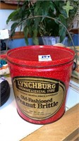 Vintage red speckled Peanut brittle baled can