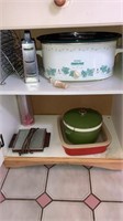 Crockpot, Tupperware, kitchen items -Cupboard
