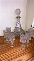 Vintage Wexford glass decanter & stems wine set