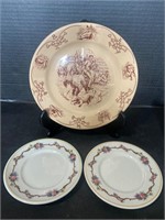 Vintage Shenango cowboy plates and Rose Plates