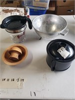 mini Crock pot strainer mortar pestle