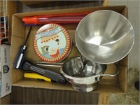screwdrivers, kitchen items, bubbles, tin