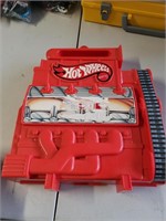 Assorted Hot  Wheels in Racers Engine Case