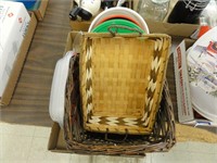 baskets, assorted plastic containers