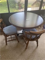 Round table and two chairs 41 inches round