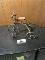Decorative metal and wood tricycle