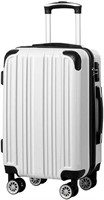 Coolife Luggage/Suitcase-24" Carry-on-White Grid