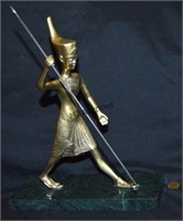 Vintage Brass Marble Pharaoh King Tut Figurine