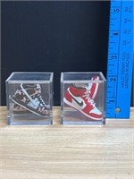 2 Mini Nike Shoes Unkle& Jordan’s in display cube