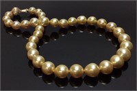 GOLDEN SOUTH SEA PEARL NECKLACE, 14K YELLOW GOLD