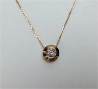 14K YELLOW GOLD DIAMOND SOLITAIRE NECKLACE