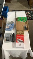 Calculator, stapler, video camera, jewelry box