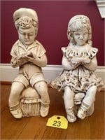 Ceramic Boy and Girl Statues
