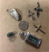 Collection of silver pendants