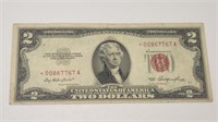 1953 RED STAR NOTE $2 Bill