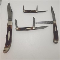 4 Vtg Schrade Folding Pocket Knives (4 Sizes)
