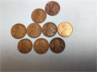 9 older wheat pennies