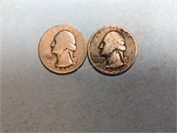 Two 1941 Washington quarters