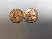 1962D and 1964D Washington quarters