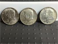 Three 1967 Kennedy half dollars