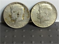 Pair of 1967 Kennedy half dollars
