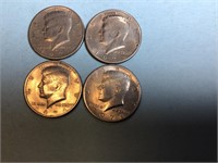 Four 1971 Kennedy half dollars