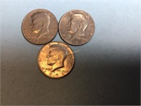 Three 1974 Kennedy half dollars