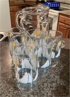 Lemonade pitcher and 6 glasses