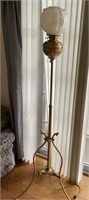 6' brass floor lamp with lion head shade