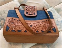 Tooled leather ladies' purse