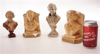 4 statuettes / bustes en plâtre dont Mozart