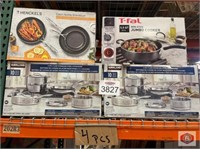 cookware lot of (4) assorted clad stainless steel