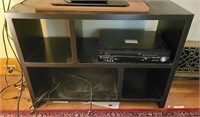 TV stand, wood, 38"×15½"×27½". Contents NOT