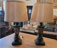 Matching Lamps 17½". Marble and plaster.