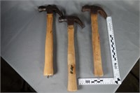 Three (3) claw hammers