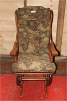 Wooden rocking chair, with geographical upholster