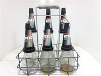 6 x Original Castrol Plastic Tops, Bottles in Rack