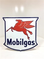 Original Mobilgas Shield Enamel Pump Sign