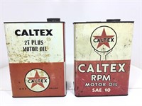 2x Caltex Gallon Tins - 2T Plus & RPM