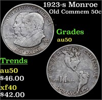 1923-s Monroe Old Commem Half Dollar 50c Grades AU