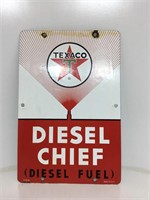 Original Texaco Diesel Chief Enamel Bowser Sign